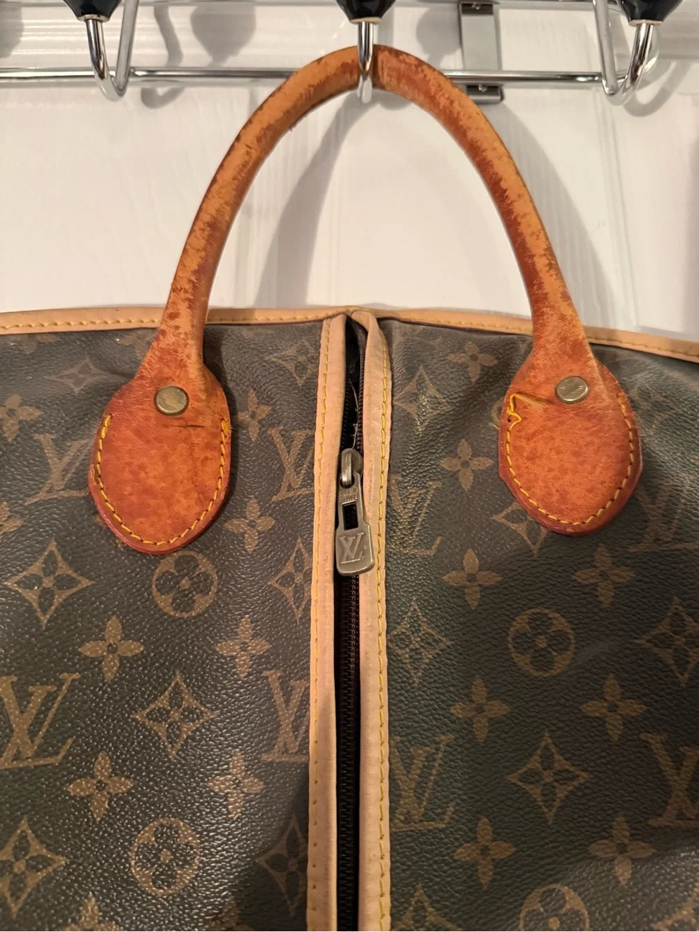 Louis Vuitton Brown Monogram Garment Cover with Natural Leather Trim